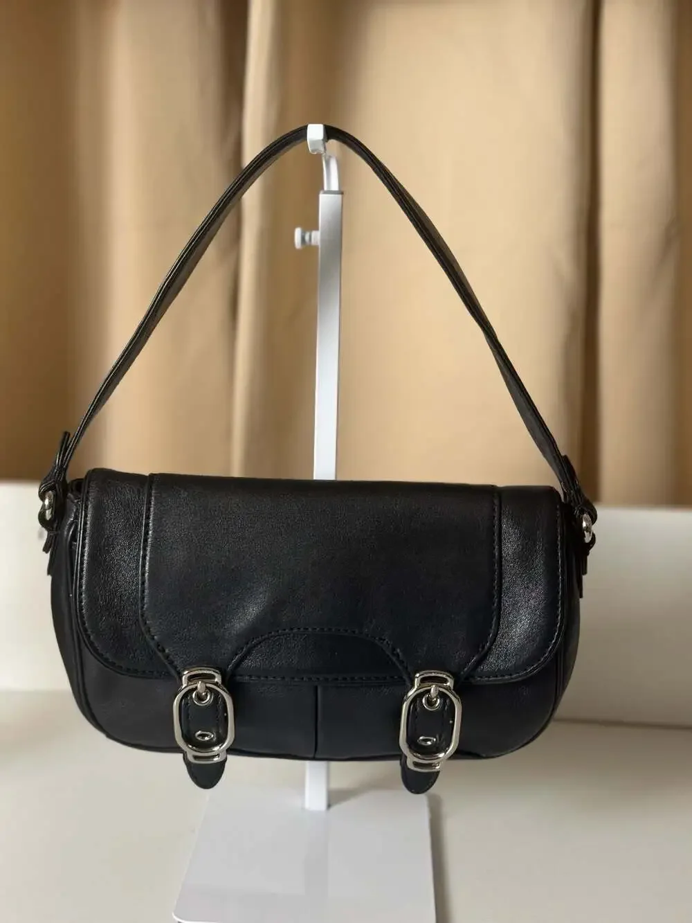 Cole Haan Alexa H04 Black Leather Equestrian Shoulder Bag